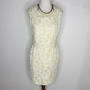 3.1 Phillip Lim Ivory Lace Overlay Pearl & Chain Neckline Sleeveless Dress $525